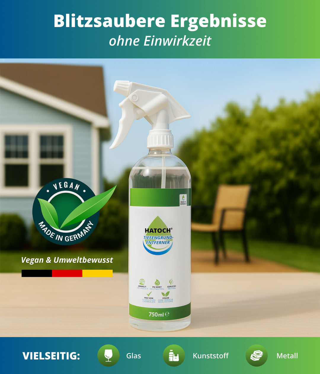 HATOCH® Tiefengrund-Entferner 750ml - Profi-Größe für Glas & Kunststoff